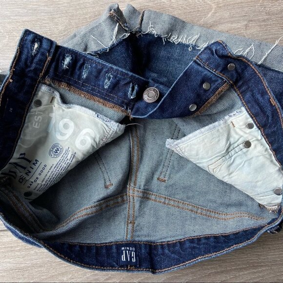 Gap  Dark Indigo High Rise 3in Button-fly Denim Shorts - Picture 8 of 11